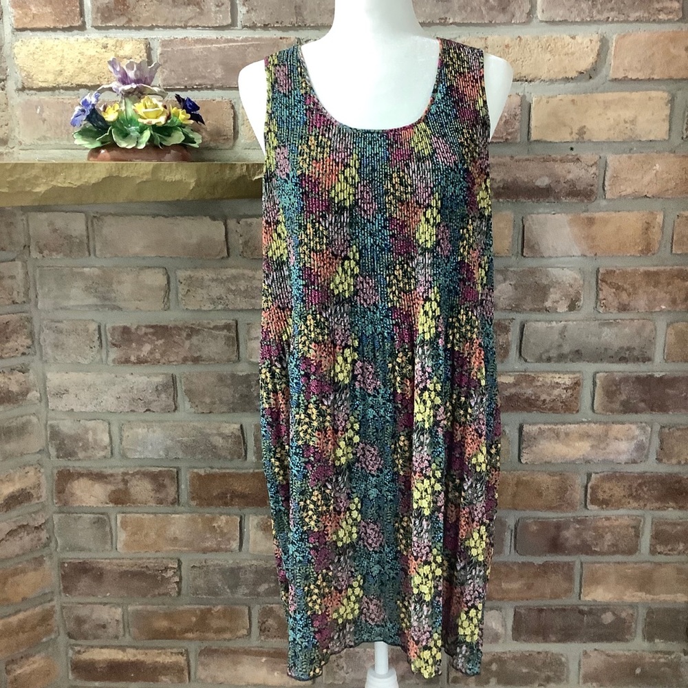 JANE and DELANCEY Vintage Floral Pleated Smocked Shift Dress 184